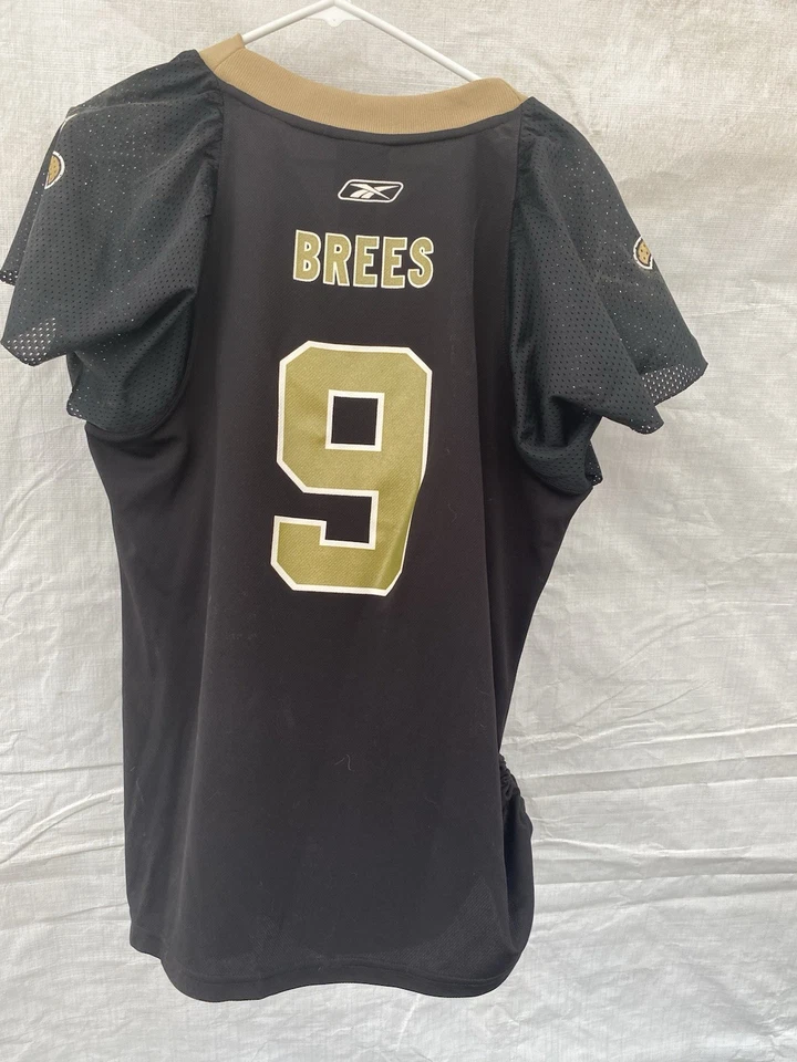 Camiseta deportiva cosida Reebok Drew Brees #9 New Orleans Saints Home On Field para mujer pequeña Foto 3 de 3