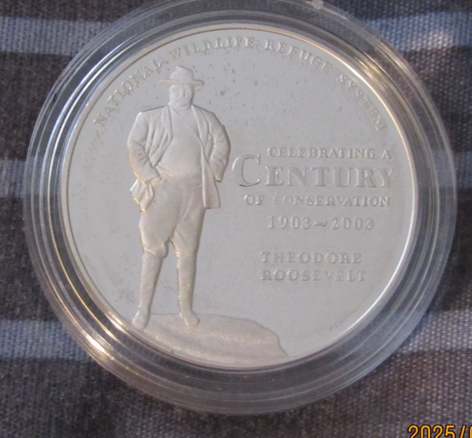 BU 2003 Silver National Wildlife Refuge System Medal: CANVASSBACK Duck (Proof) - Image 3 of 4