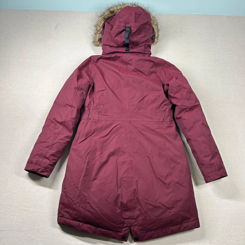 The North Face Coat Womens M Arctic Parka Down Puffer Faux Fur Hooded Burgundy - Image 2 of 4