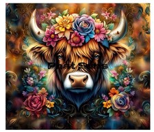 20oz Sublimation Tumbler Wrap Colorful Highland Cow Ready To Press Heat Transfer