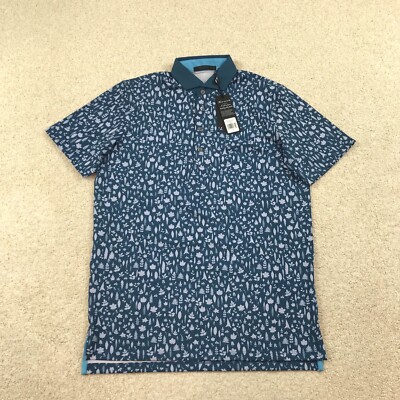 Greyson Polo Shirt Mens Small Magical Ferns Orca Green Golf