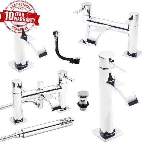 Contemporary Chrome Bathroom Taps Incl, Basin, Bath And Bath Shower