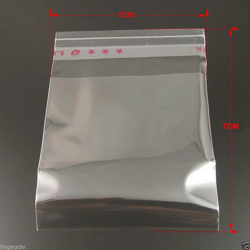 7*5CM Clear Self Adhesive Seal Poly Clear Plastic Jewellery Bag 500pcs 35979 - Image 2 of 4