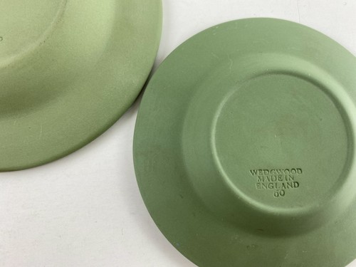 (3) Wedgwood Jasperware grün Aschenbecher 4-1/2" & 3-5/8" Vintage Art Deco Keramik - Bild 10 von 12