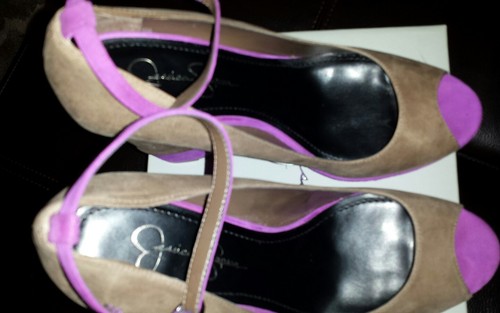 Jessica Simpson Carrack Women Brown/Ultra Violet Peep Toe Wedge Heel 9.5M - 第 6/8 張圖片