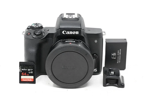 Canon EOS M50 24.1 MP  Camera with EF-M Adapter + 64GB SD card (#BB8)