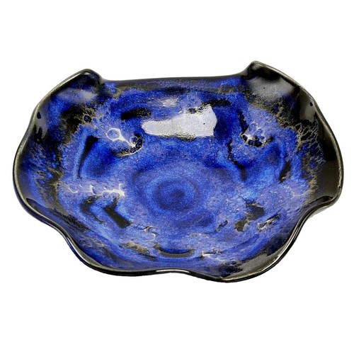 Studio Pottery Spoon Rest Coin Key Holder Kitchen Decor Blue White Drip Glaze 5" - Picture 7 of 12