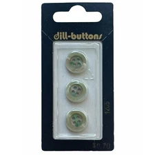 Buttons Green Round Iridescent 4-Hole 3-Pack 1/2" 13MM Vtg Dill No. 1205 Germany
