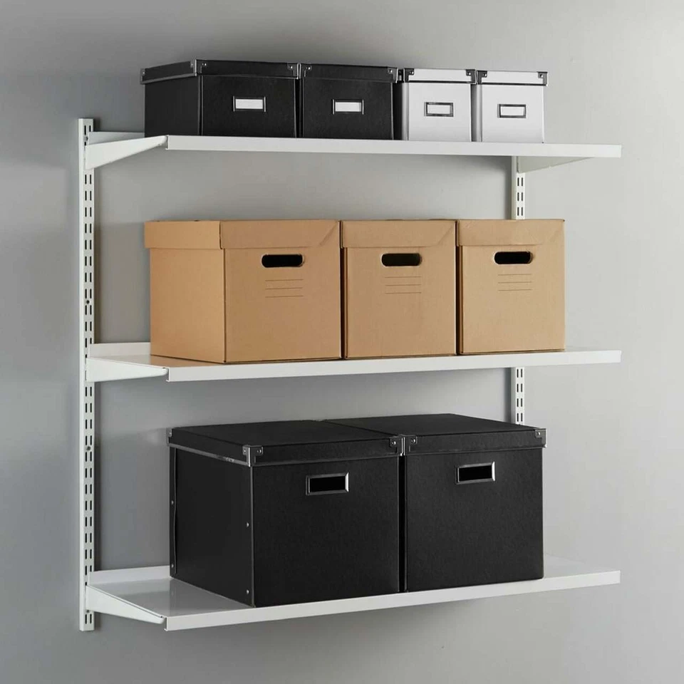 Twin Slot Shelving Metal Shelves WHITE Adjustable Modular Systems Storage System - Image 3 of 4