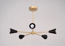 5 Light Cone Style Raw Brass Chandelier Light Fixture