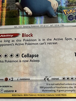 Snorlax 055/078 NM/M Pokemon GO TCG Holo Rare HOLO BLEED ERROR CARD | eBay Snorlax 055/078 NM/M Pokemon GO TCG Holo Rare HOLO BLEED ERROR CARD | eBay