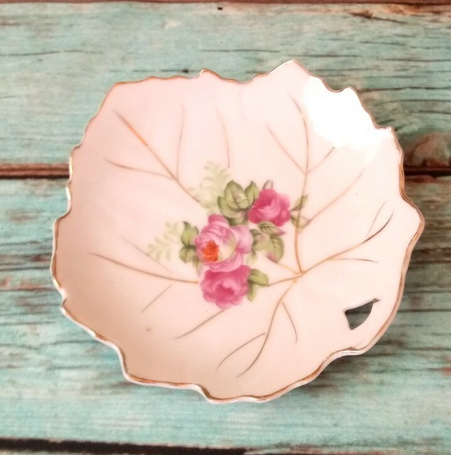 Porcelain Leaf Japan Flowers Gold Trim decorative plate dish eBay