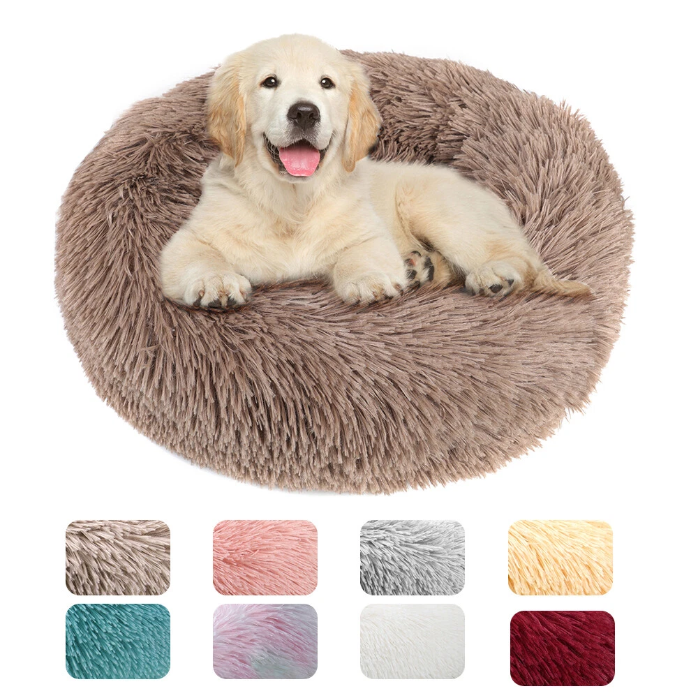 Plush Pet Bed Calming Donut Dog Bed Cat Bed Round Cuddler Nest