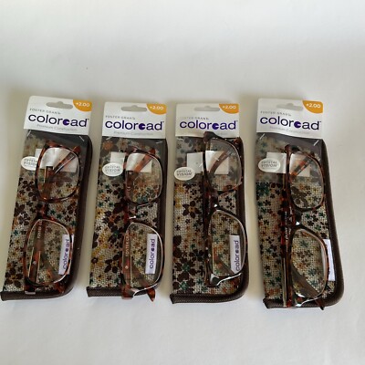 LOT OF 4 FOSTER GRANT  READING GLASSES +2.00 NEW WITH CASE