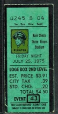 1975 BASEBALL TICKET PIRATES EXPOS GARY CARTER ROOKIE HOF 1st GAME in PITTSBURGH