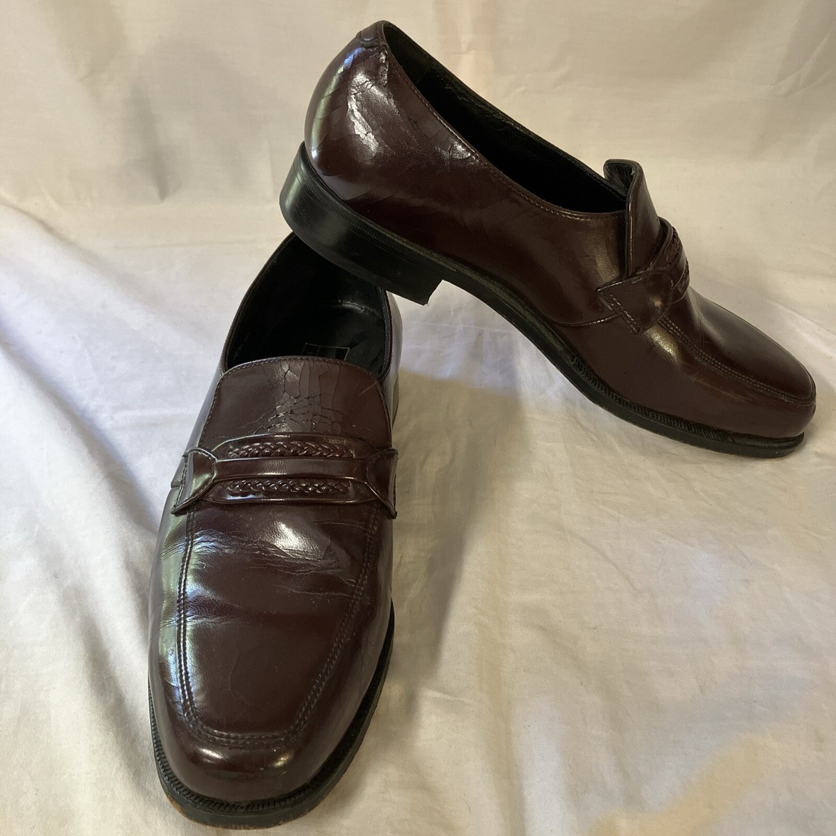 Florsheim Mens Brown Leather Shoes 8E 8 E Slip On Loafers  display picture 2