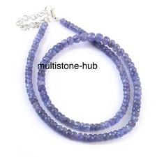 Natural Tanzanite Rondelle 3-5MM Beaded Gemstone Necklace 16 Inches
