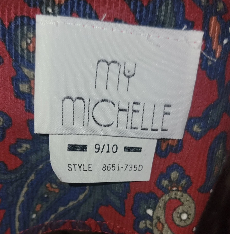 Mono Mono de Colección Para Mujer Púrpura Floral Paisley Pana Pierna Globo Talla 9/10 Foto 3 de 4