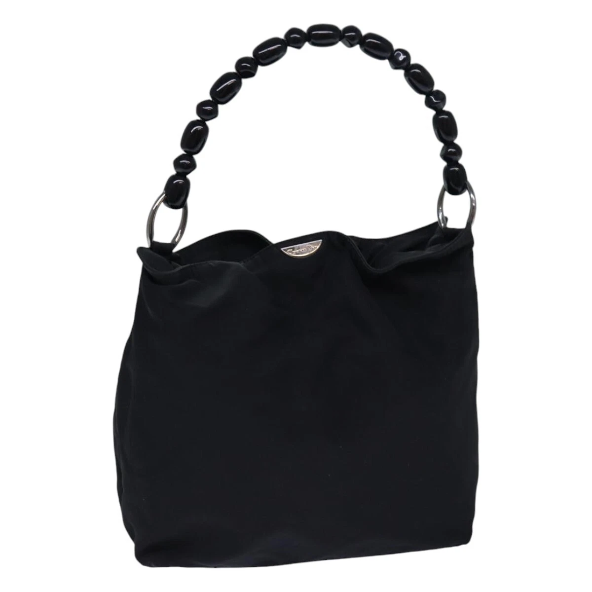 Sac à main Christian Dior Maris perle nylon noir argent authentique am6778