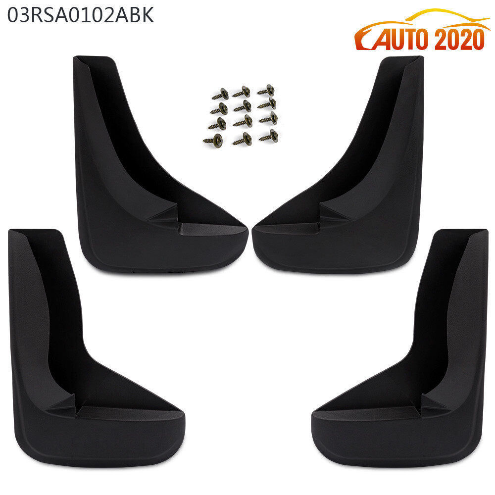 Universal Black Car Splash Guards - Front & Rear Mud Flaps with Hardware