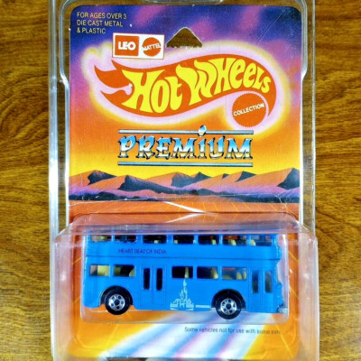 Hot Wheels LEO India Premium Disneyland Double Deck Bus Light Blue BW Blackwall