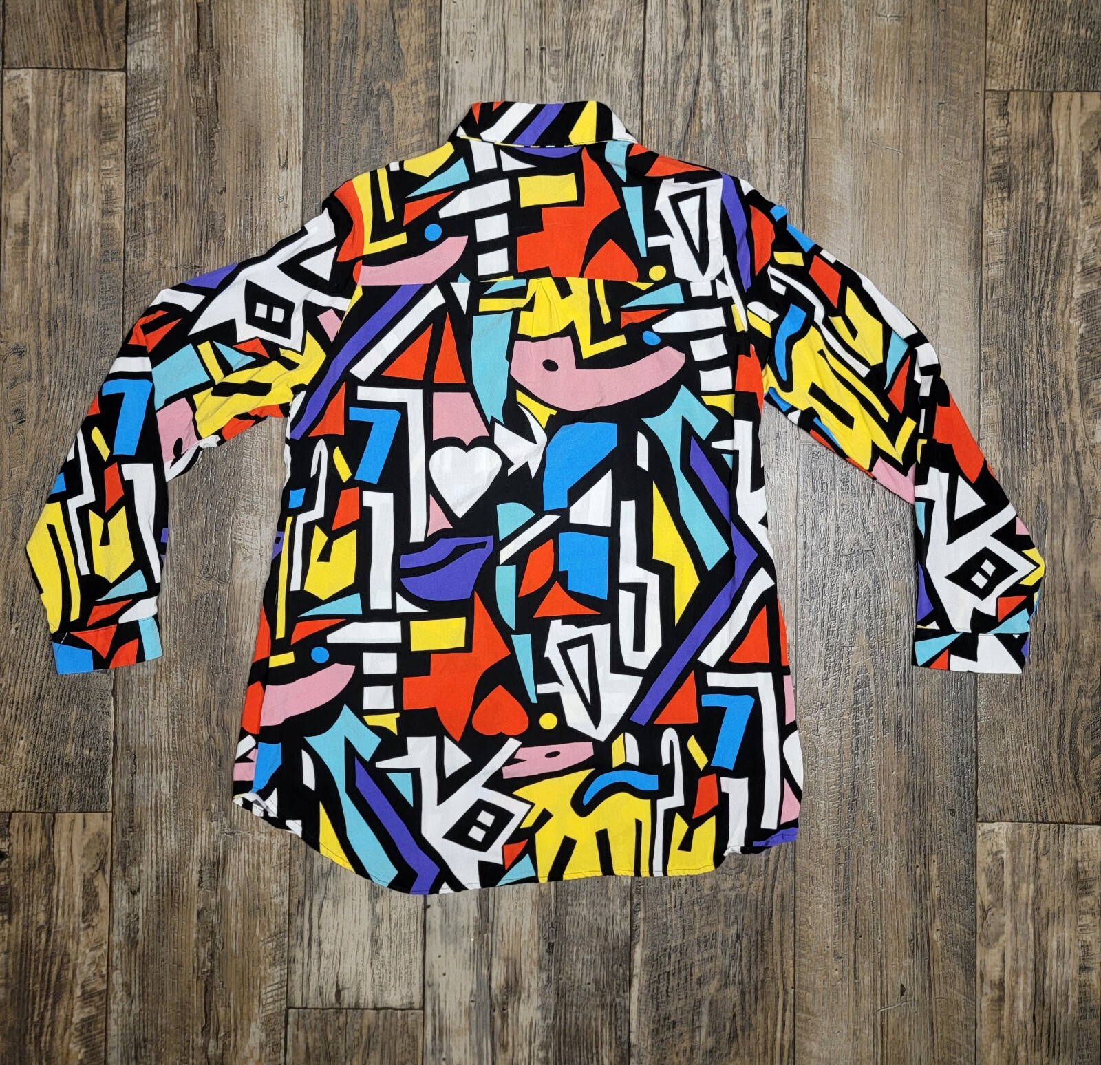 Big Dart 90's Retro Abstract Art Long Sleeve Butt… - image 2