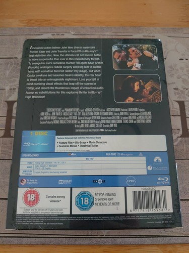 FACE OFF LIMITED EDITION STEELBOOK Blu-ray UK NEW & SEALED - Picture 2 of 2