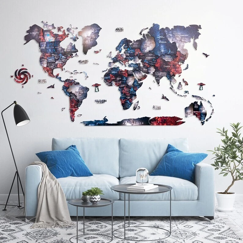 World map wall deals decor