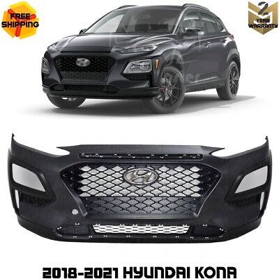 2019-2021 Hyundai Kona Front Bumper Cover & Grille Assembly Kit | Black ...