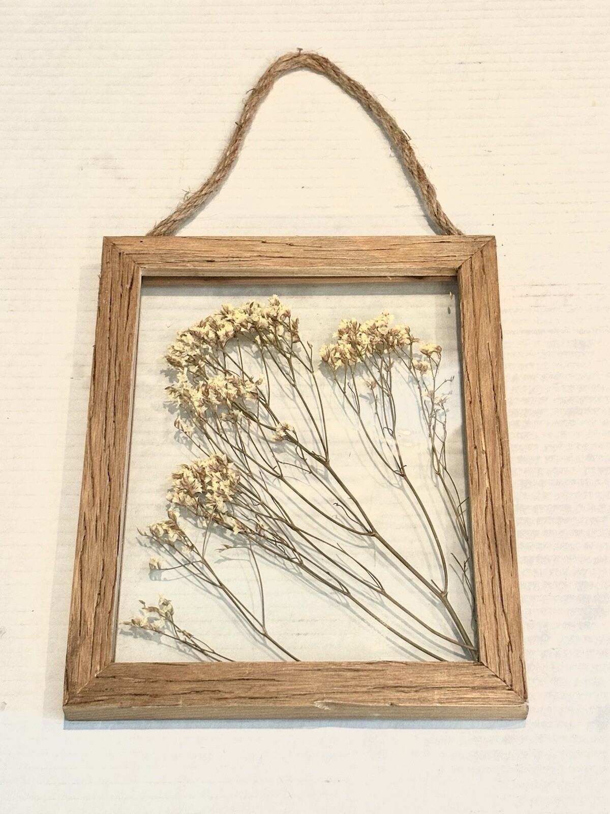 Wood Framed Pressed Flower Hanging Art Yellow Cottagecore Handmade