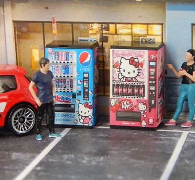1/64 Diorama Display Set 2 Hello Kitty Pepsi Dr Pepper Soda VENDING MACHINE
