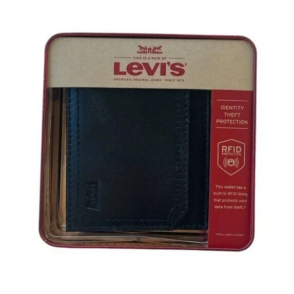 Cartera plegable cosida en relieve antirrobo antirrobo bloqueo RFID 6 ranuras Levi S Foto 2 de 4