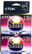 BRAND NEW SEALED TDK 120MP 8mm 120 MINUTE PREMIUM CAMCORDER VIDEO TAPE 2 PACK