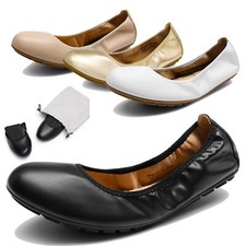Women Foldable Ballet Flats Flat Shoes Round Toe Slip On Dressy Office Shoes