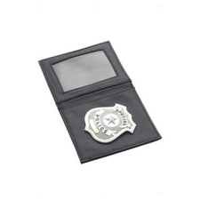 Imitation Police Badge in Black Wallet Cop Costume Accessory