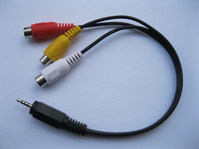 4 pcs 2.5mm Mini AV Plug to 3 RCA Female Jack Adapter Audio Video Cable 28cm New