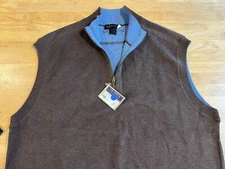 F/X Fusion Men's Brown Cotton SWEATER VEST 1/4 Zip Size XXL NEW - Blue - On Deck