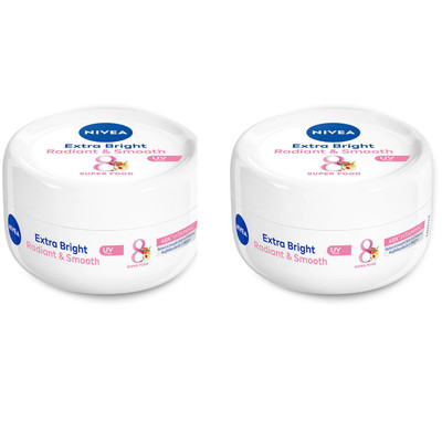 2 x NIVEA Bright Radiant & Smooth Moisturise Body Cream With UV Filter 100ml
