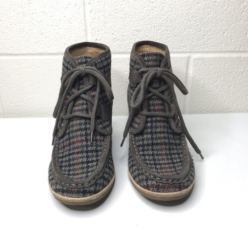 G. H. Bass & Co. Womens Gray Houndstooth Plaid Lace Up Wedge Booties Size 8M - Picture 2 of 12