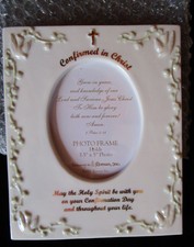 CONFIRMATION CERAMIC PHOTO FRAME 3.5" x 5" PHOTO / FRAME 6" IN HEIGHT- ELEGENT 