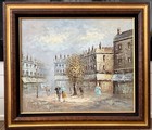 burnett oil painting paris street scene (unsigned) 31x27