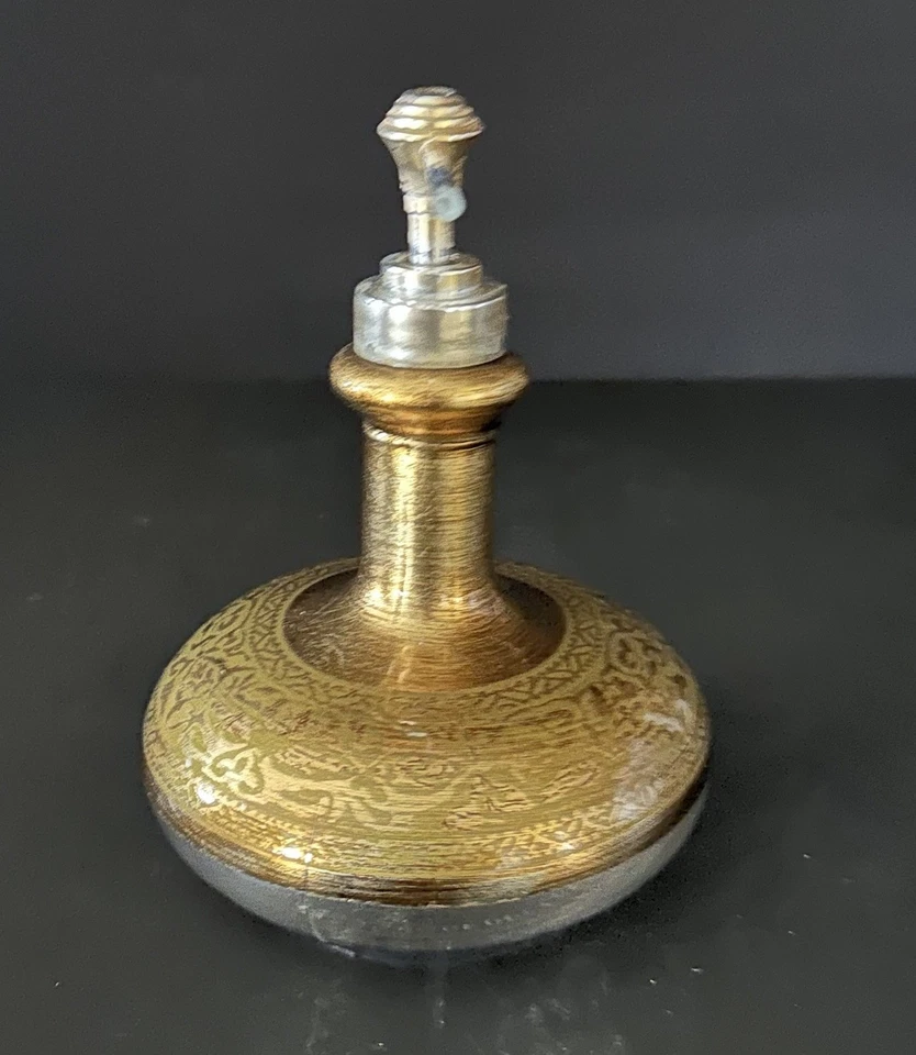 Soap Lotion Dispenser Gold Clear Glass Regency Ornate 6.5 In - Image 3 of 4