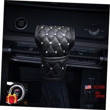 Bling Auto Shift Gear Cover, Leather Auto Gear Shift Knob Cover with B-Black