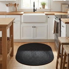 Black Braided Rug - Reversible Solid - Indoor Outdoor Kitchen Rug