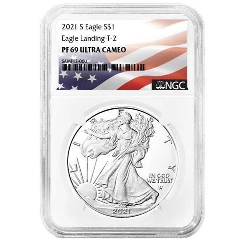 2021-S Proof $1 Type 2 American Silver Eagle NGC PF69UC Flag Label
