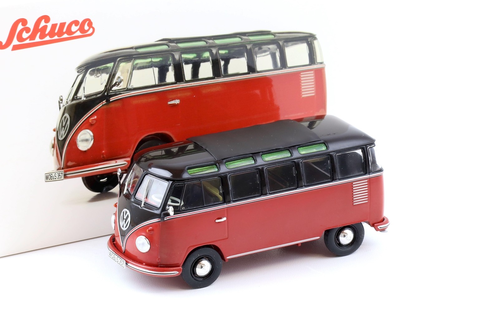 1:32 Schuco Edition VW T1b Samba Black-Brown/ Dark Red