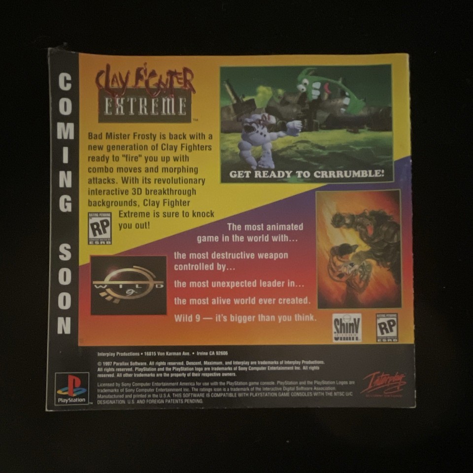 Descent Maximum PS1 NTSC-U/C T Teen Descent Series Sci-Fi Manual only ...