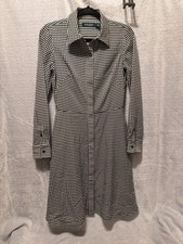 Lauren Ralph Lauren Midi Black White Houndstooth Shirt Dress SZ 2