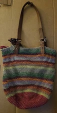 The Sak Alpine Hand Crocheted Bucket Shoulder Bag Tote Stripe Multicolor