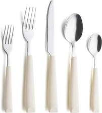 ANNOVA Silverware Set Stainless Steel Colorful Handle Large, Cream 20Pieces 